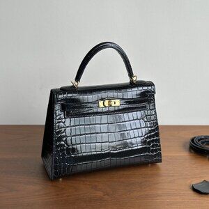 Black Croc genuine leather wirkin 25cm